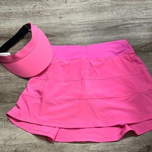 Lulu lemon tall skirt with built in shorts and back zipper pocket and visor